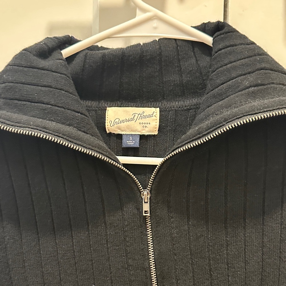 Universal Thread Black Ribbed Zip Sweater - Picture 2 of 4